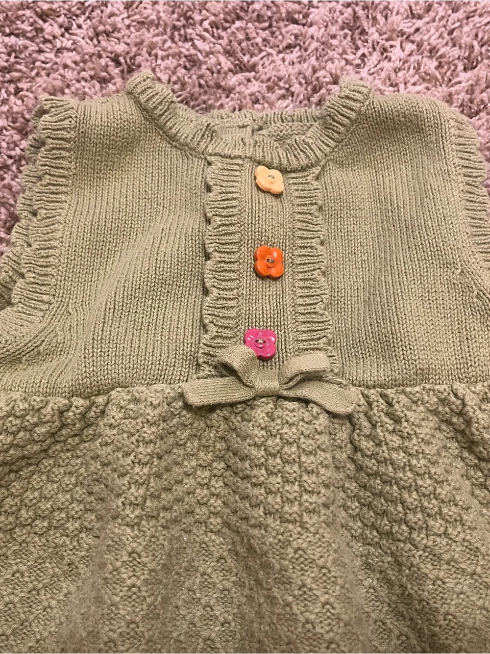 Gymboree Olive Green Knit Sleeveless Dress with Colorful Buttons